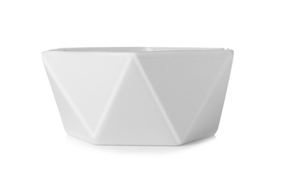 Ceramic bowl with space for text on white background. Washing dishes