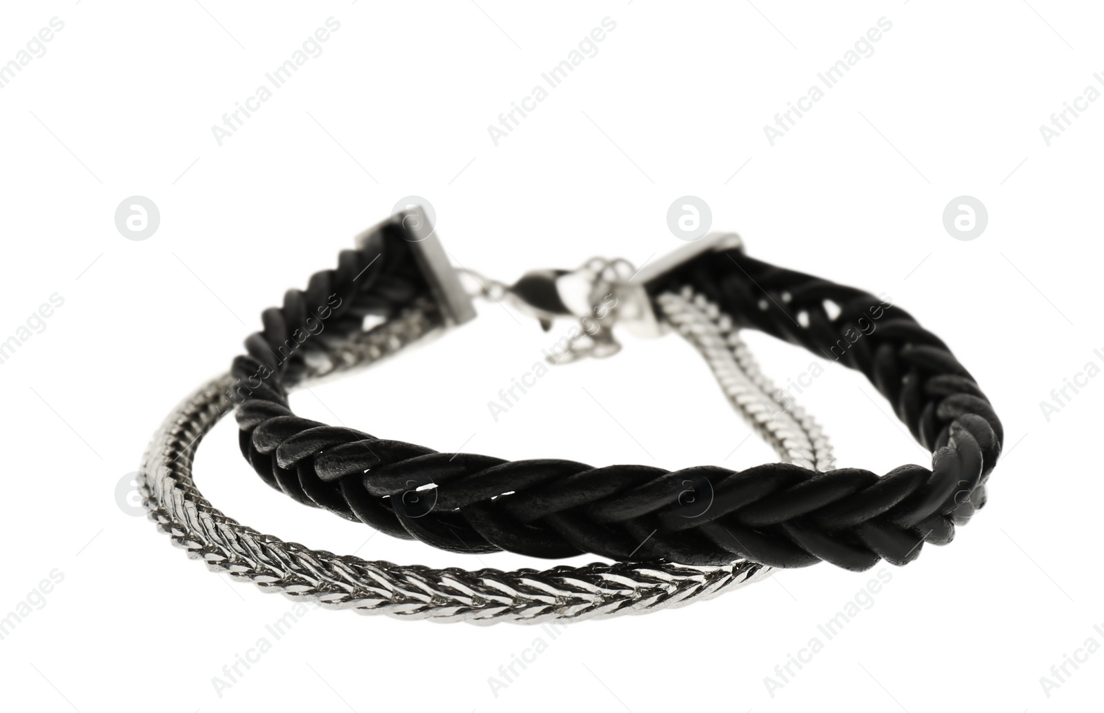 Photo of Stylish bracelet isolated on white. Fashionable accessory