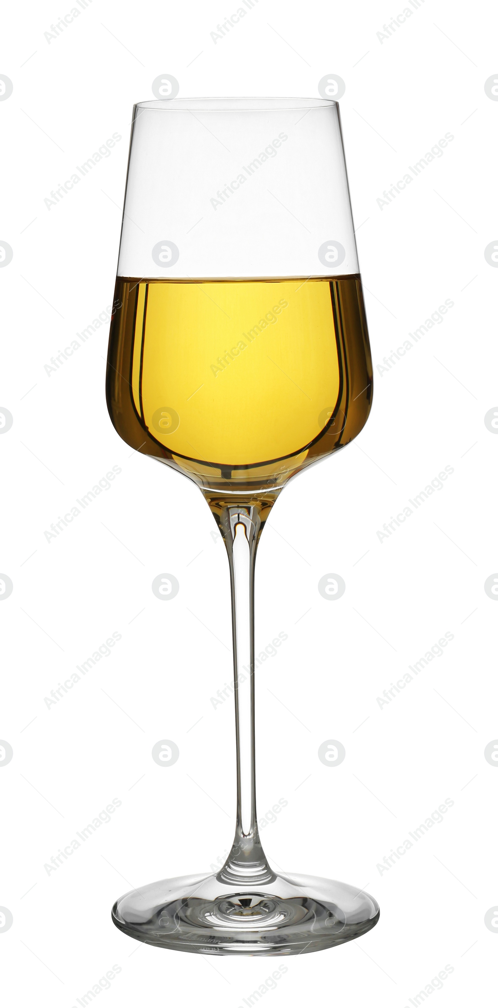 Photo of Glass of tasty wine isolated on white