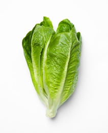 Photo of Fresh ripe cos lettuce on white background