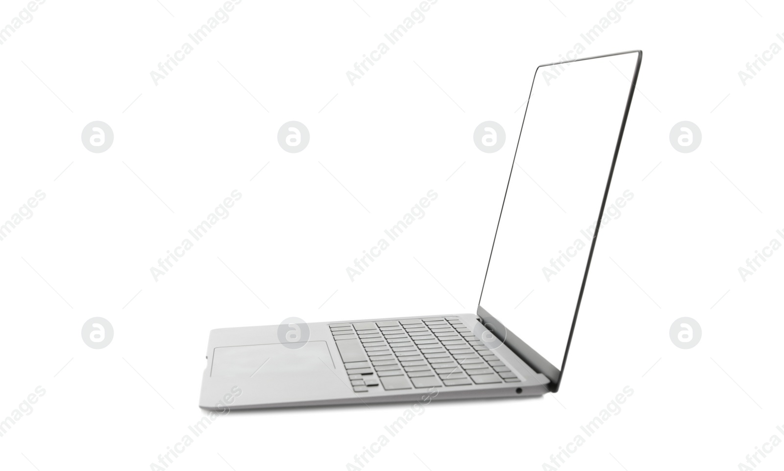 Photo of Laptop with blank screen isolated on white. Mockup for design