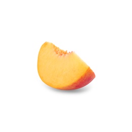 Slice of ripe peach isolated on white