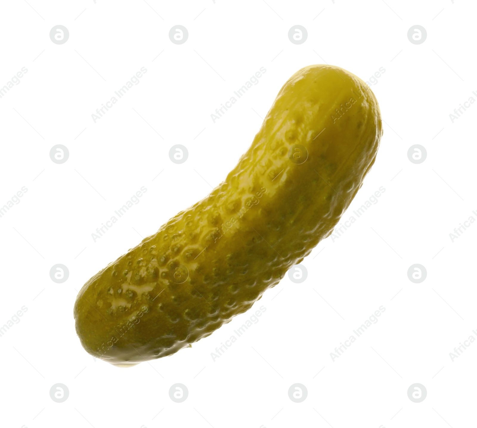 Photo of Tasty crunchy pickled cucumber isolated on white