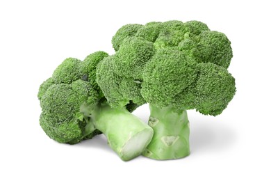 Image of Fresh green broccoli on white background. Edible plant