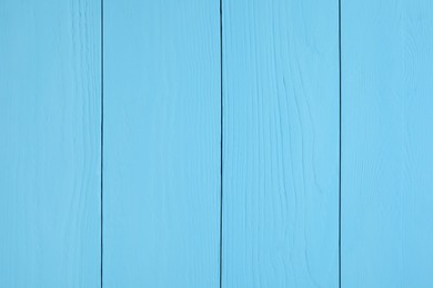 Texture of light blue wooden surface as background, closeup