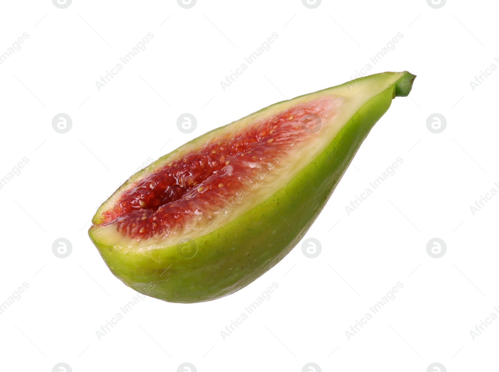 Photo of Half of fresh green fig isolated on white