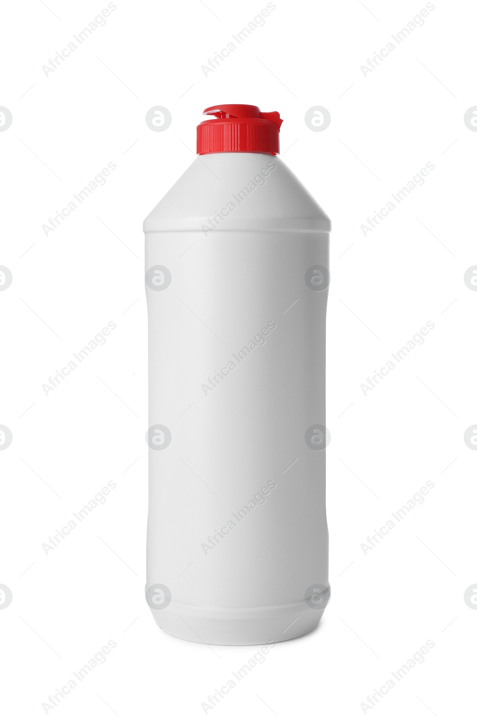 Photo of Bottle of detergent isolated on white. Cleaning supply