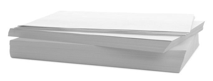 Photo of Stack of blank paper sheets isolated on white