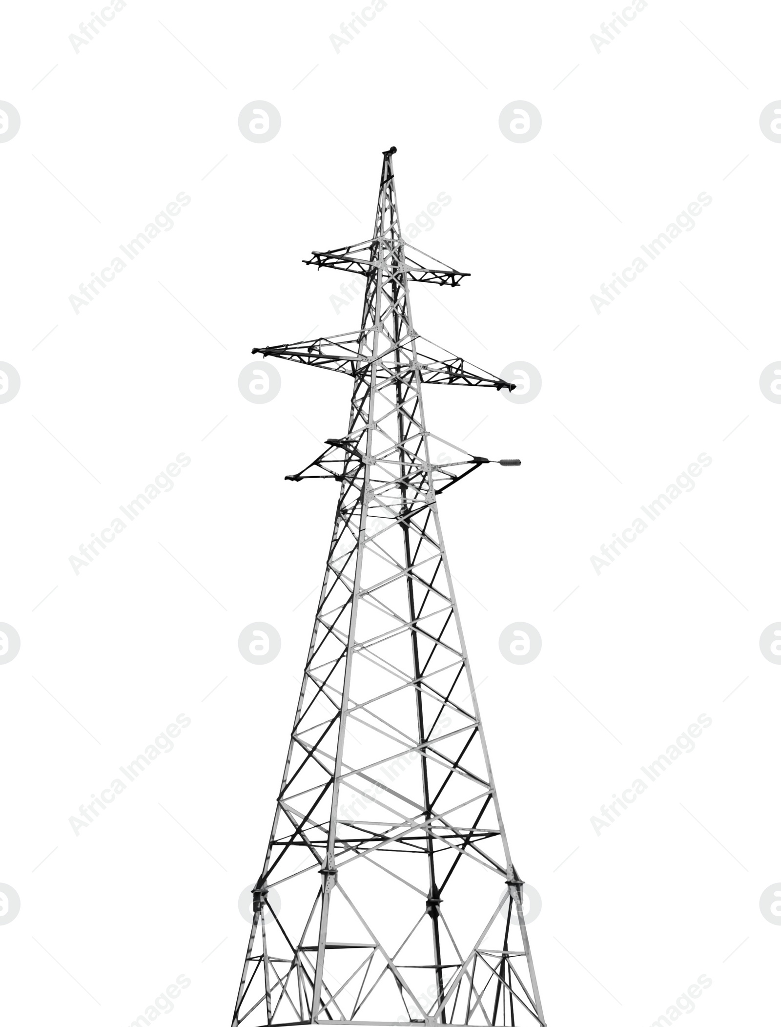 Image of High voltage tower isolated on white. Electric power transmission