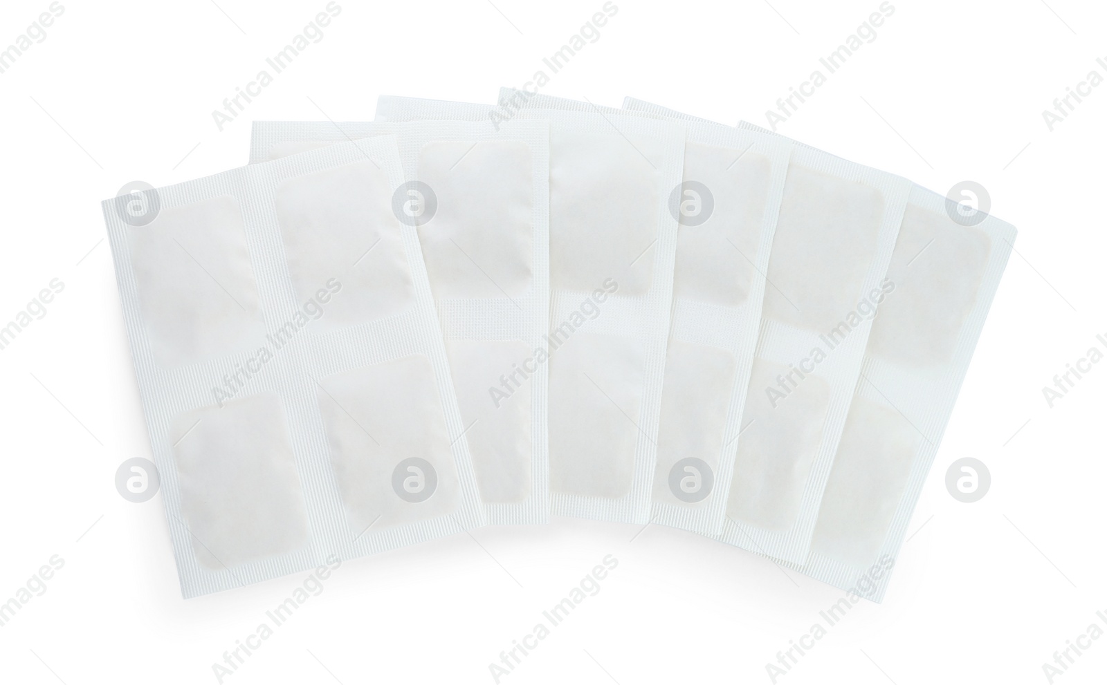 Photo of Mustard plasters on white background, top view