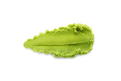 Delicious spicy wasabi paste isolated on white, top view