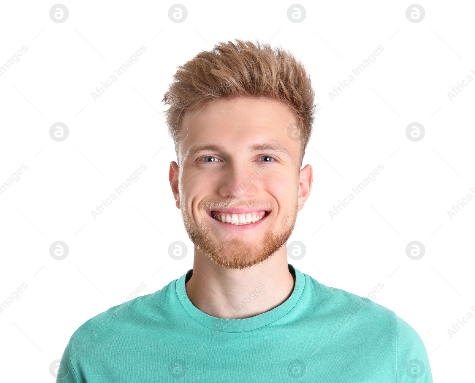 Photo of Portrait of handsome young man on white background