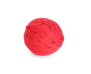 Photo of Soft red woolen yarn isolated on white