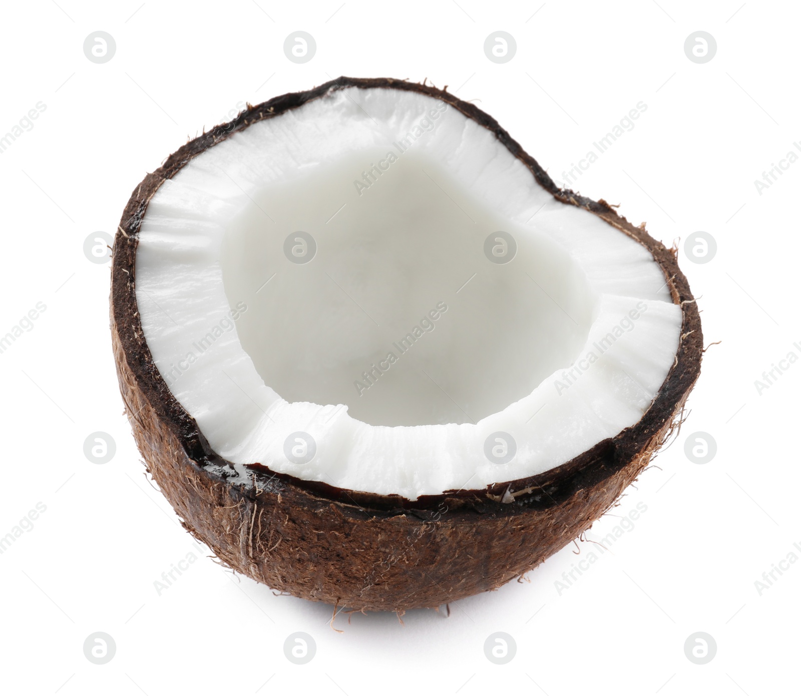 Photo of Half of ripe coconut isolated on white