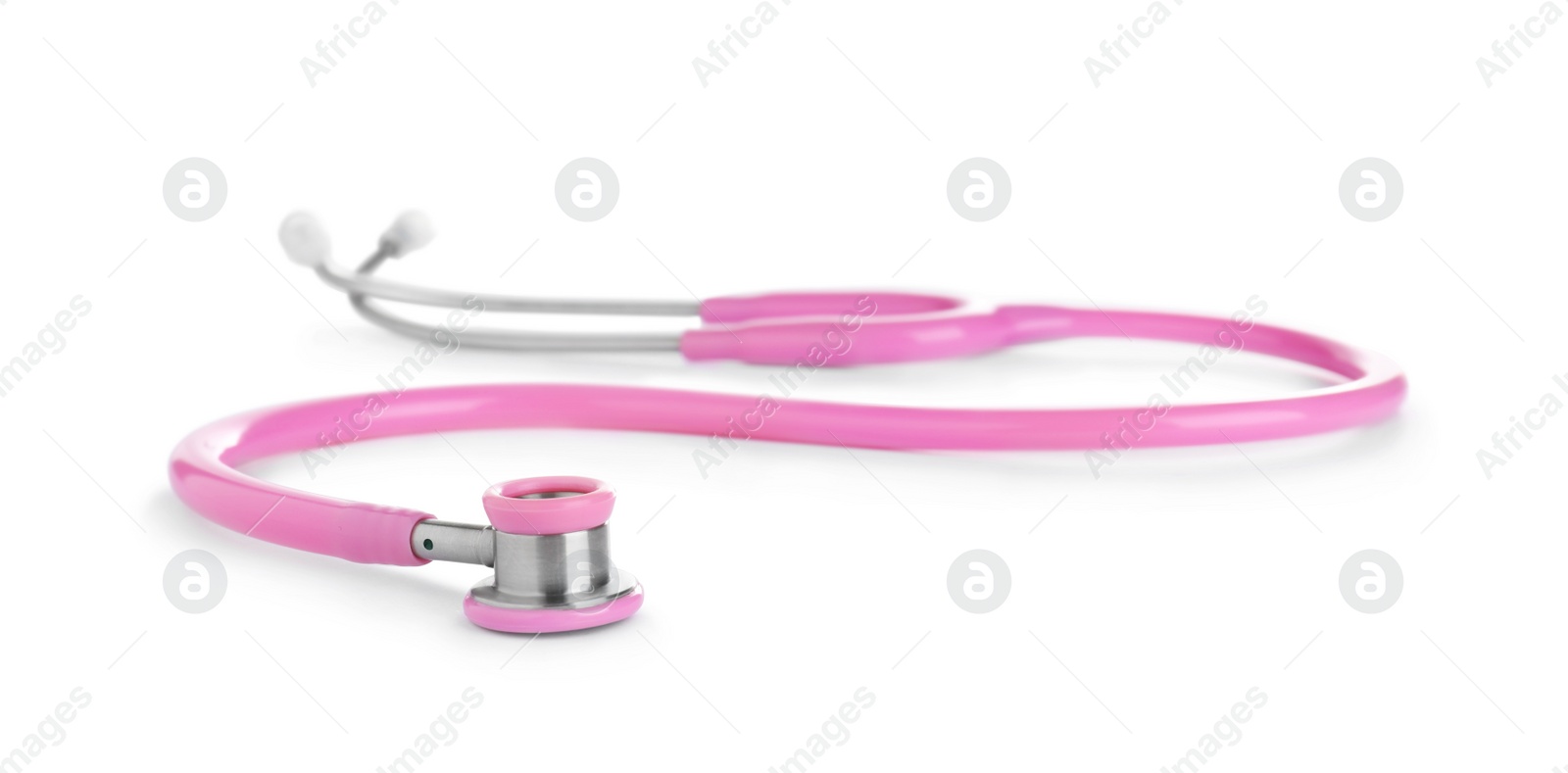 Photo of Stethoscope on white background. Professional medical device