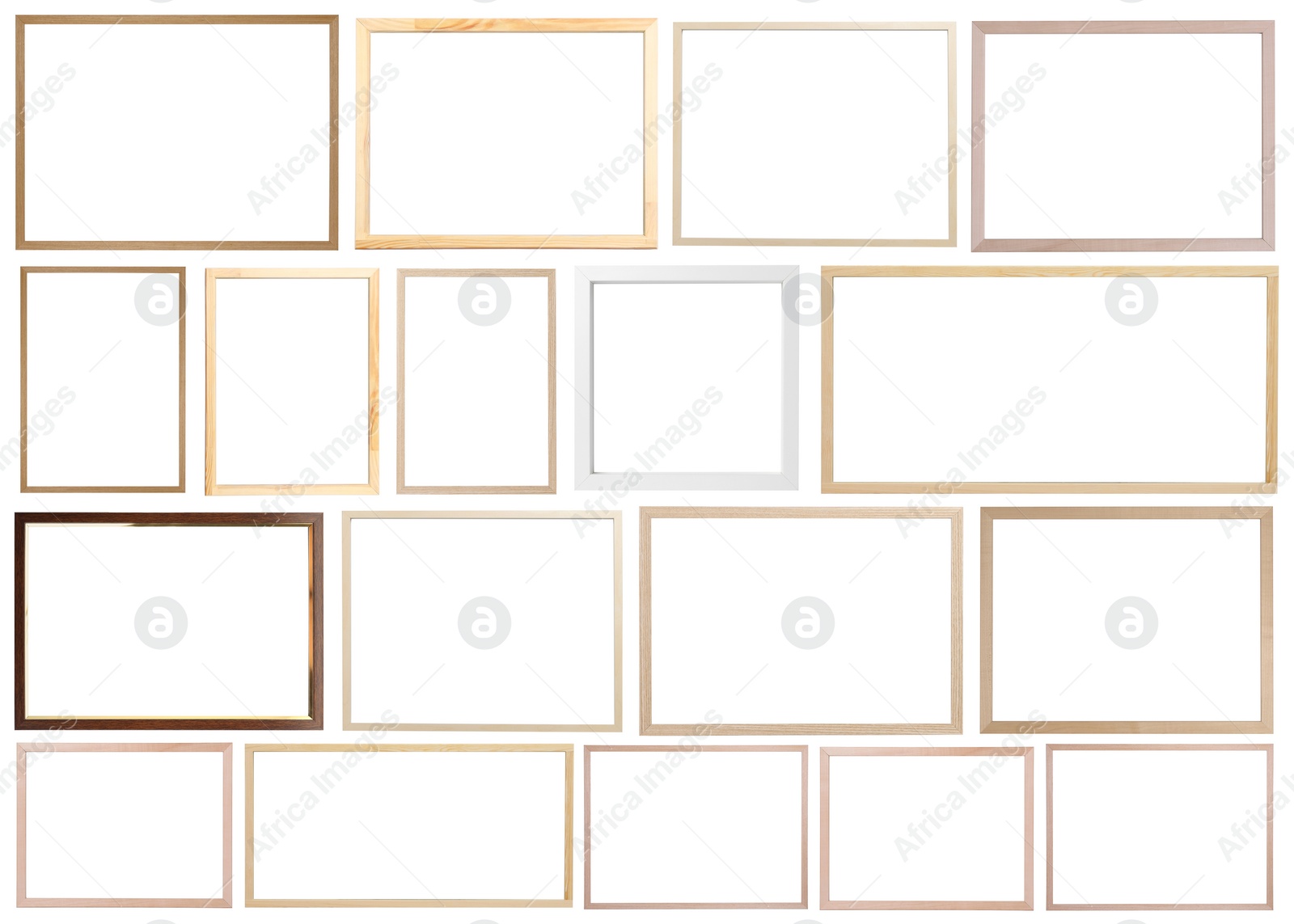 Image of Set of many different frames isolated on white