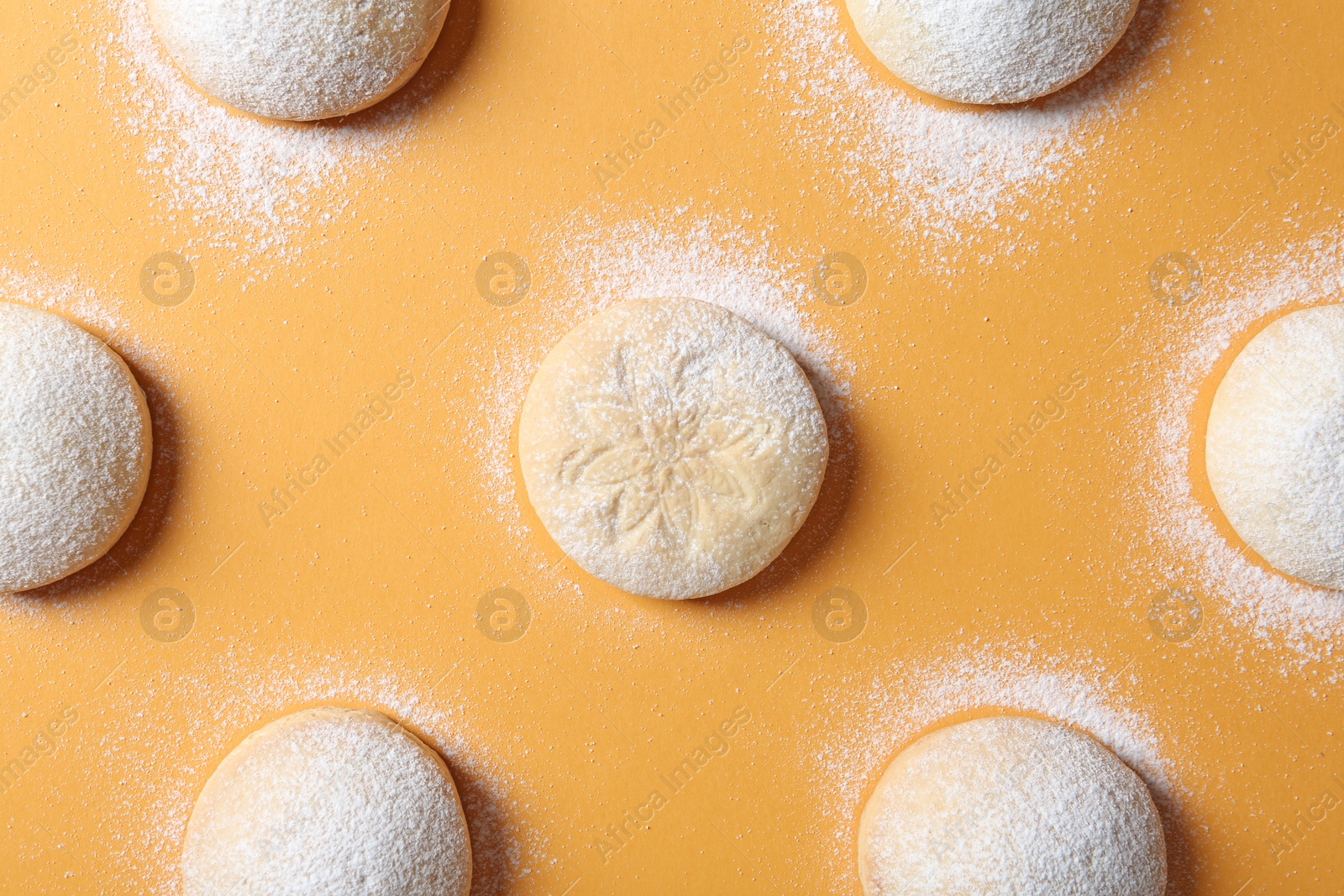 Photo of Traditional cookies for Islamic holidays on color background, flat lay. Eid Mubarak