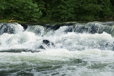 Photo of Picturesque view on beautiful river with rapids