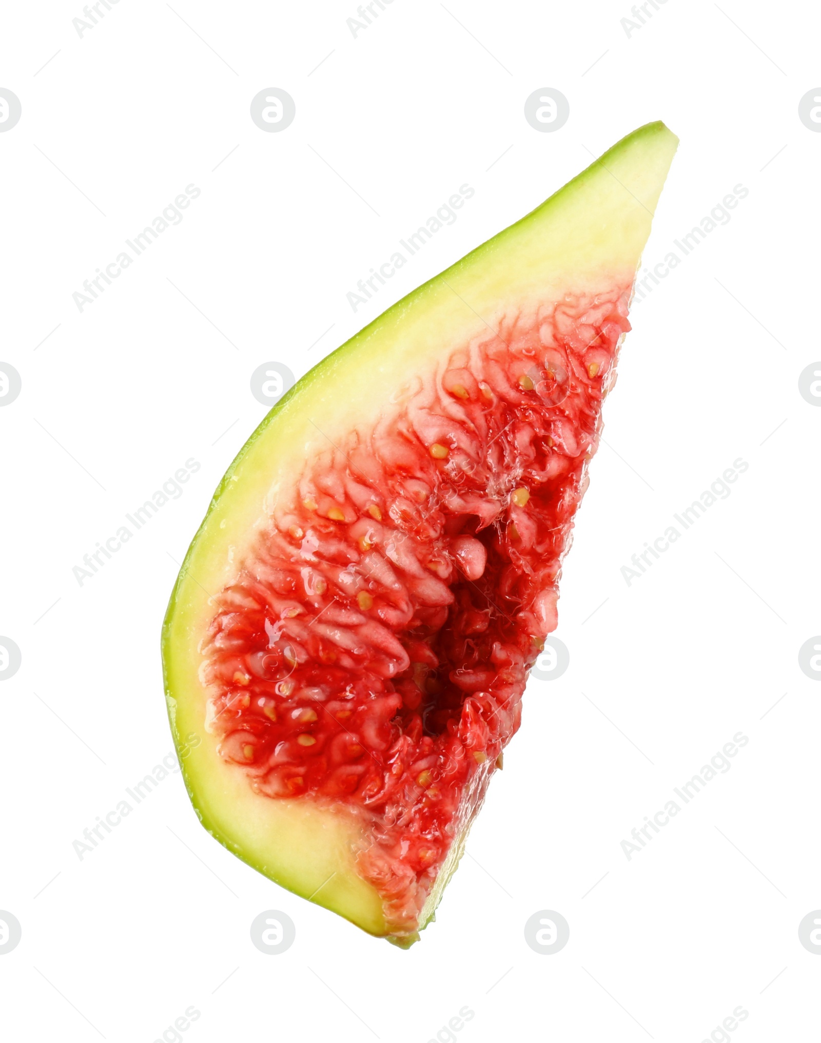 Photo of Slice of fresh green fig isolated on white