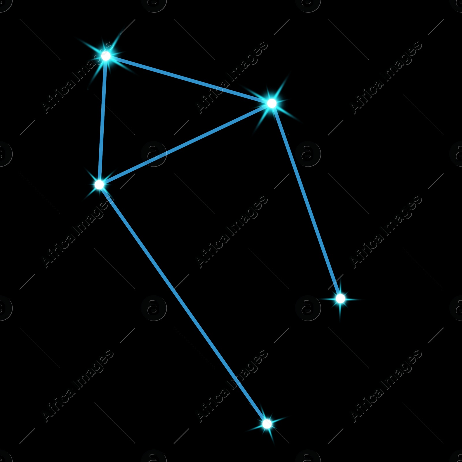 Image of Libra constellation. Stick figure pattern on black background