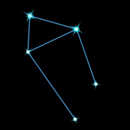 Image of Libra constellation. Stick figure pattern on black background