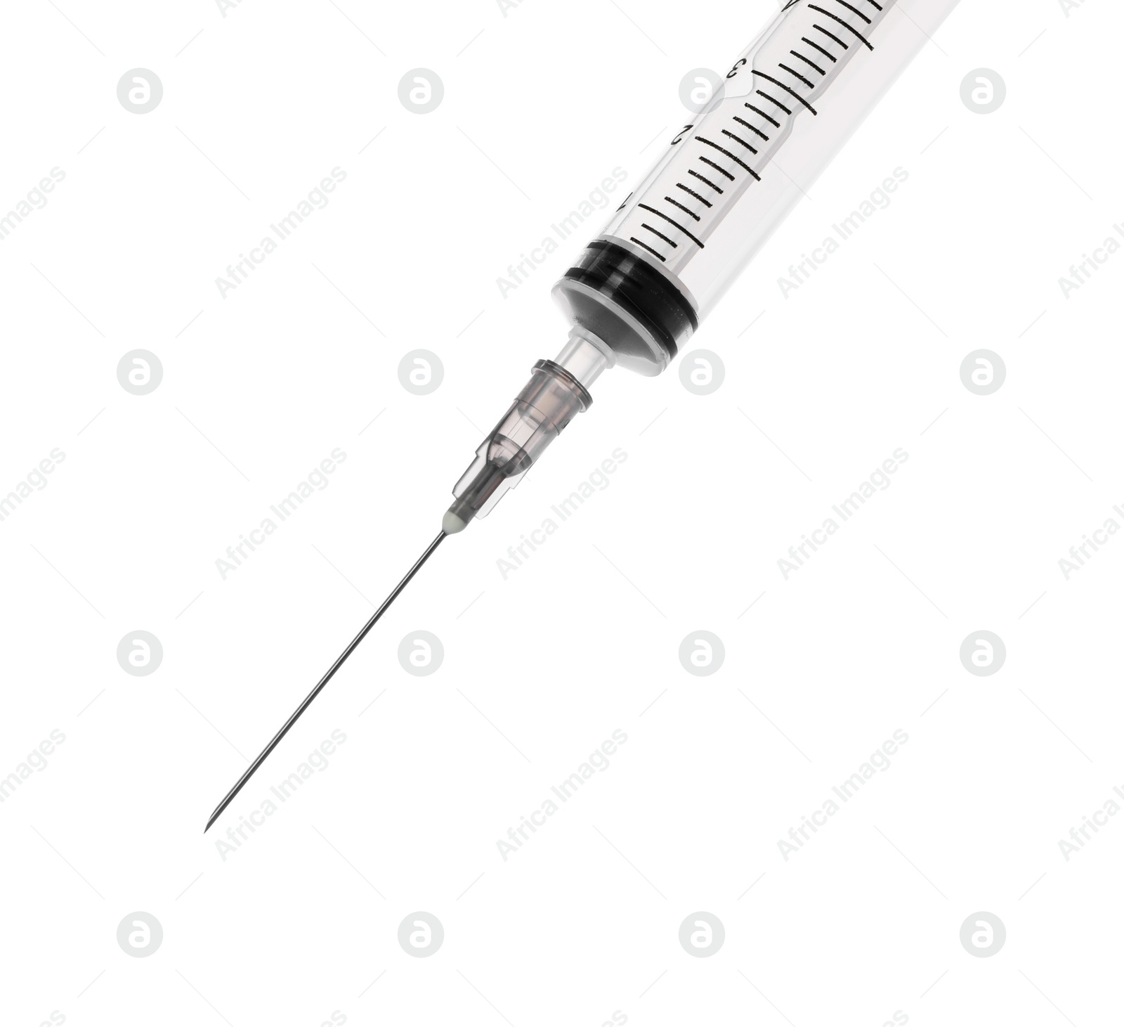 Photo of New medical syringe with needle isolated on white