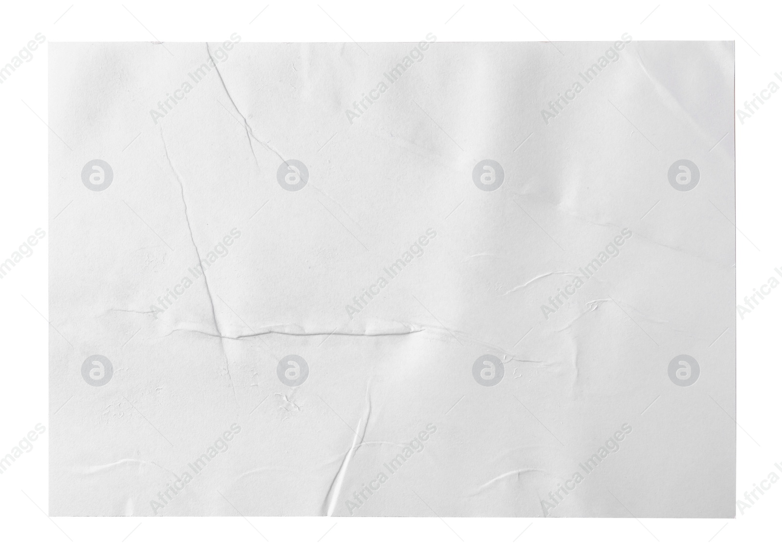 Photo of Blank creased paper poster isolated on white, top view