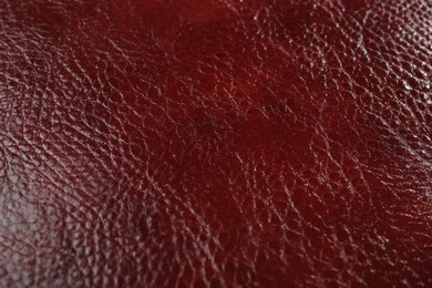 Photo of Beautiful red leather as background, above view