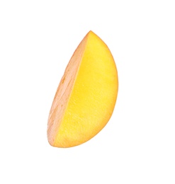 Photo of Fresh juicy mango slice on white background