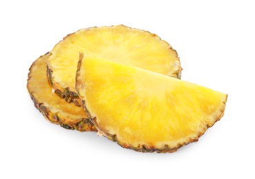 Slices of tasty ripe pineapple isolated on white