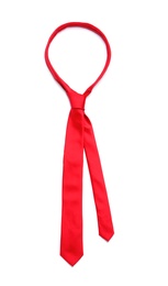 Classic red male necktie isolated on white