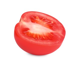 Photo of Half of red ripe tomato isolated on white