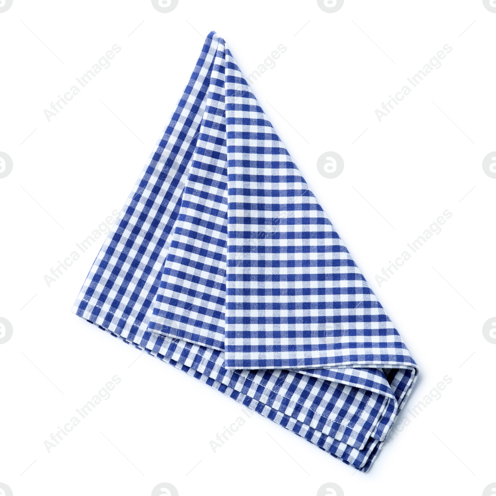 Photo of Folded checkered napkin isolated on white, top view