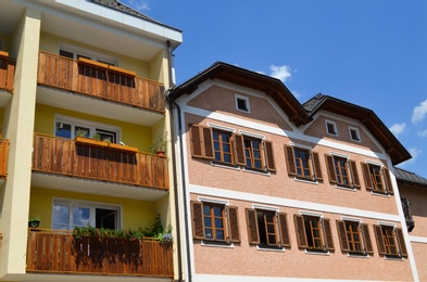 Picturesque view of town with beautiful buildings