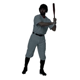 Image of Silhouette of baseball player on white background