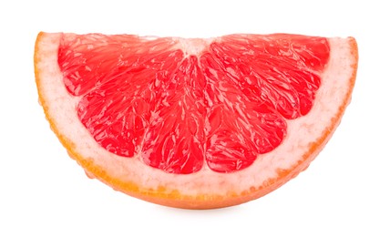 Cut ripe grapefruit isolated on white. Citrus fruit