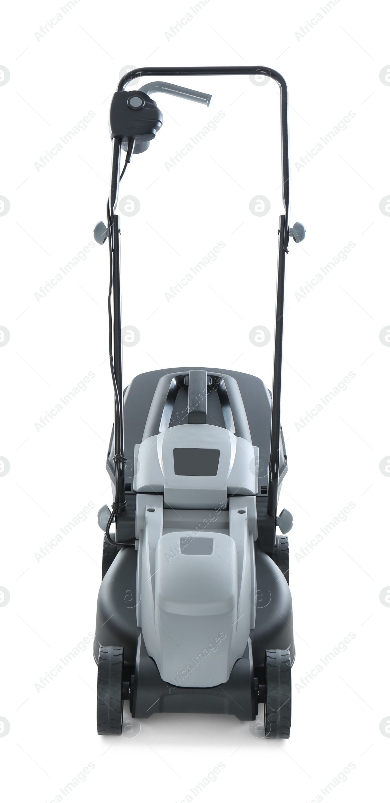 Photo of Modern lawn mower isolated on white. Garden tool