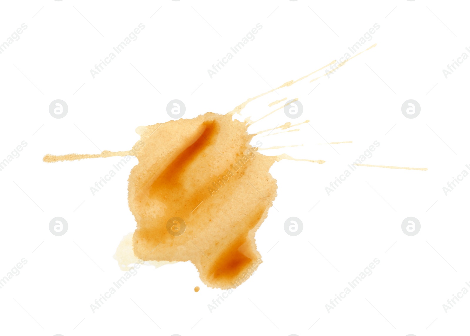 Photo of Dried coffee stain isolated on white, top view