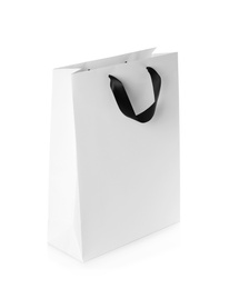 Paper shopping bag isolated on white. Mock up for design