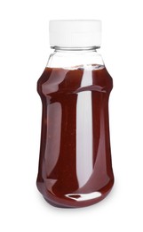 Bottle of tasty ketchup isolated on white