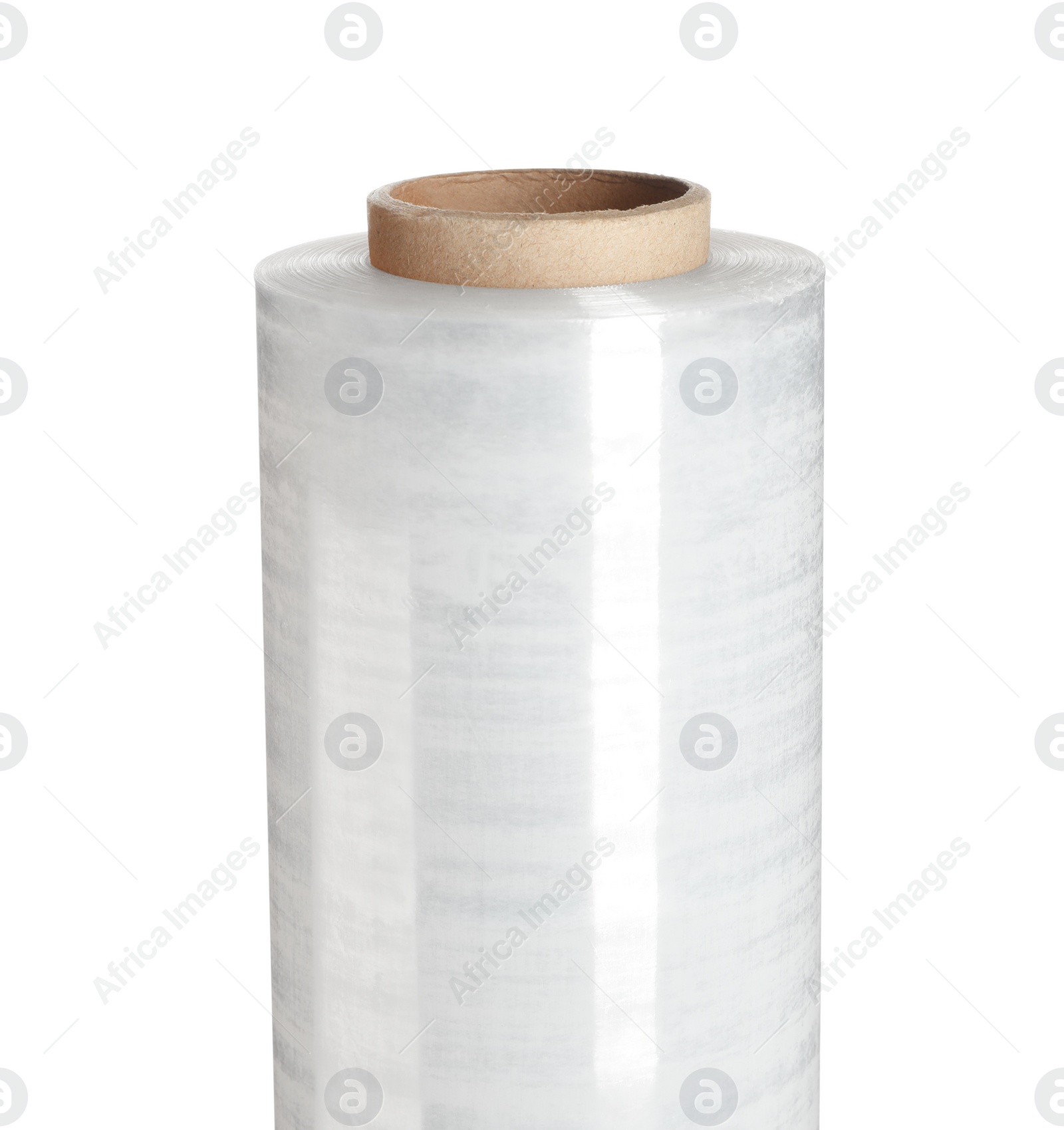 Photo of Roll of plastic stretch wrap film isolated on white