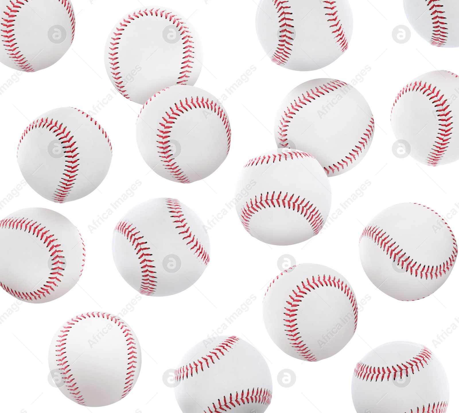 Image of Set with baseball balls on white background