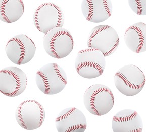 Set with baseball balls on white background