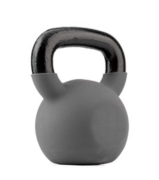 One metal kettlebell isolated on white. Sports equipment
