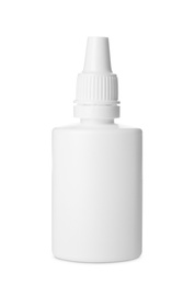 Photo of Plastic bottle with medicament on white background. Medical treatment