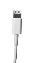 Photo of USB lightning cable isolated on white. Modern technology