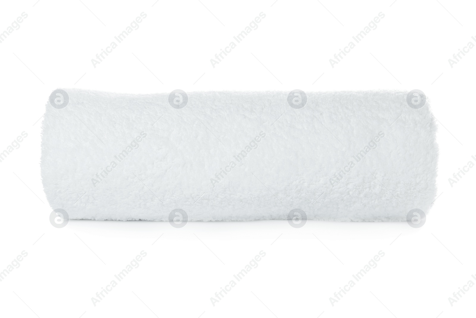Photo of Rolled soft terry towel on white background