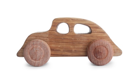 Wooden car isolated on white. Child's toy