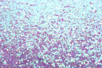 Beautiful shiny lilac glitter as background, closeup