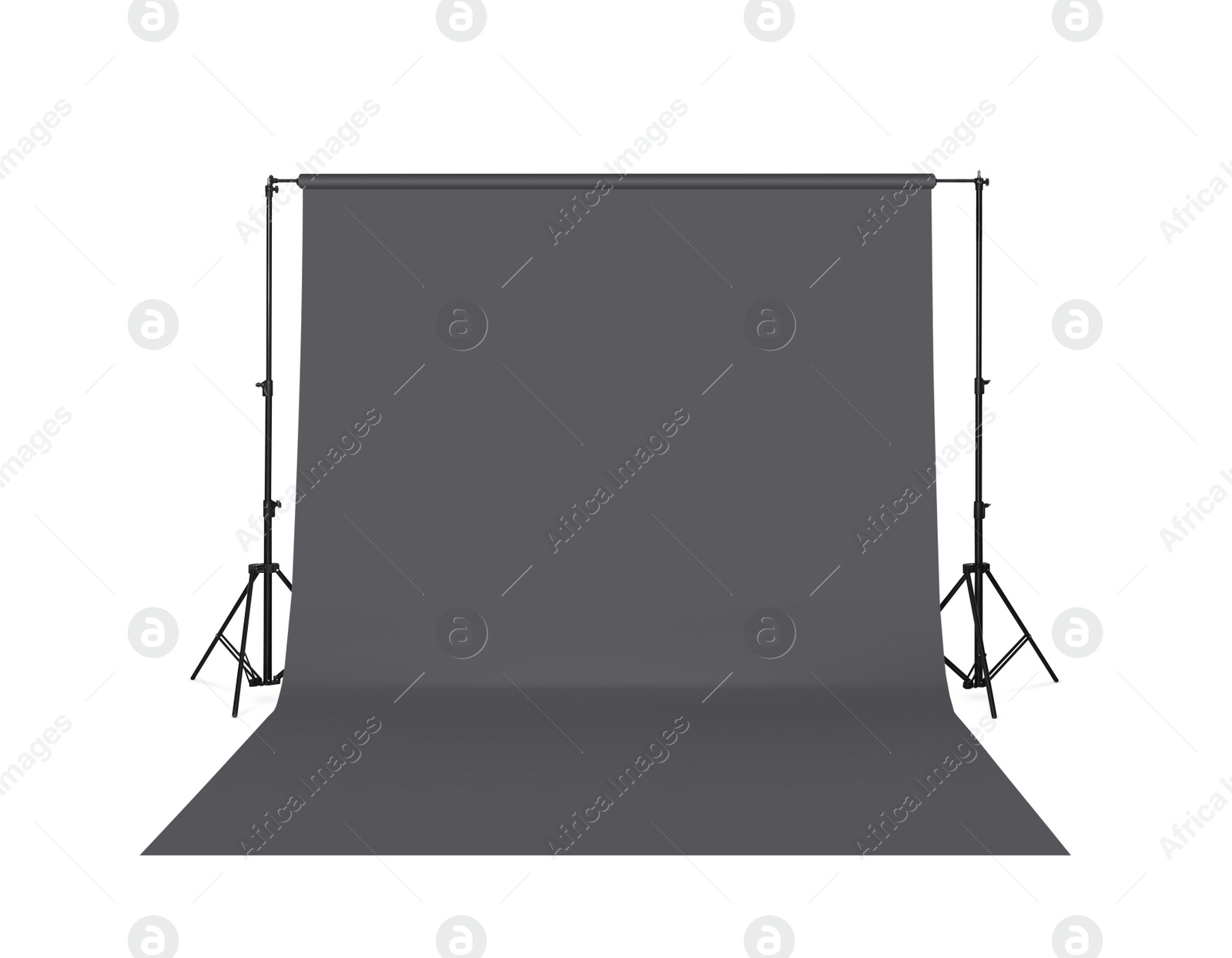 Image of Professional grey photo background isolated on white. Professional studio equipment